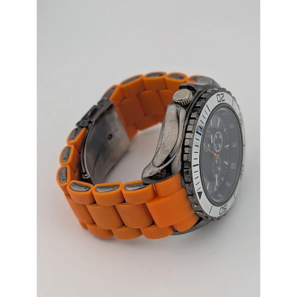 Men's Quartz Watch 48mm Case Rotating Bezel Orange 6.25